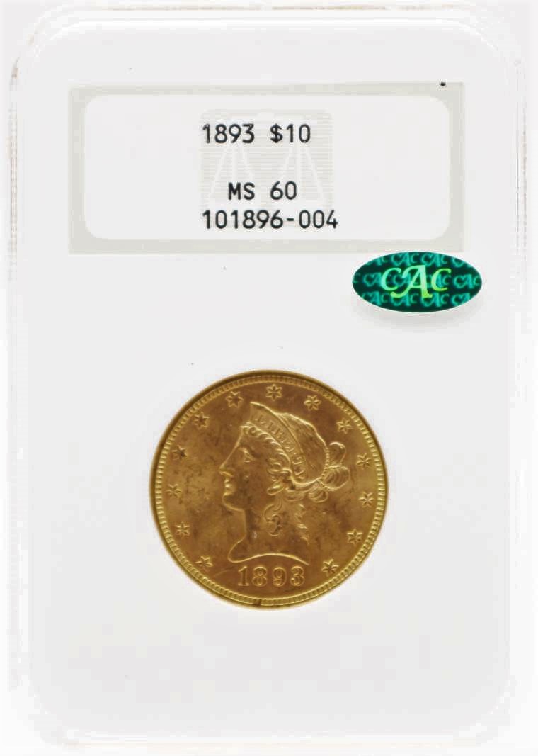 1893 Gold $10 Liberty NGC MS60 CAC